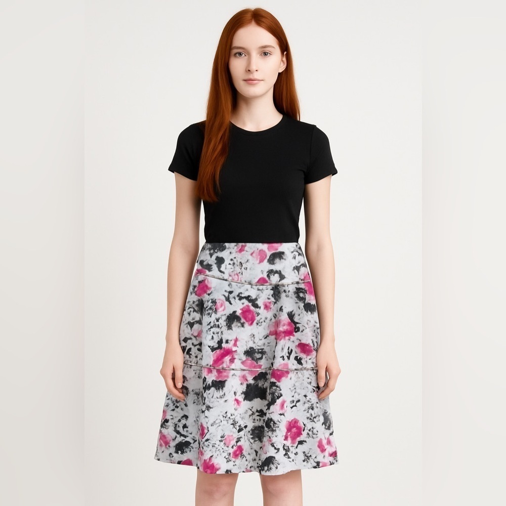 Amy Byer Size 16 Floral Skirt Pink White Brown